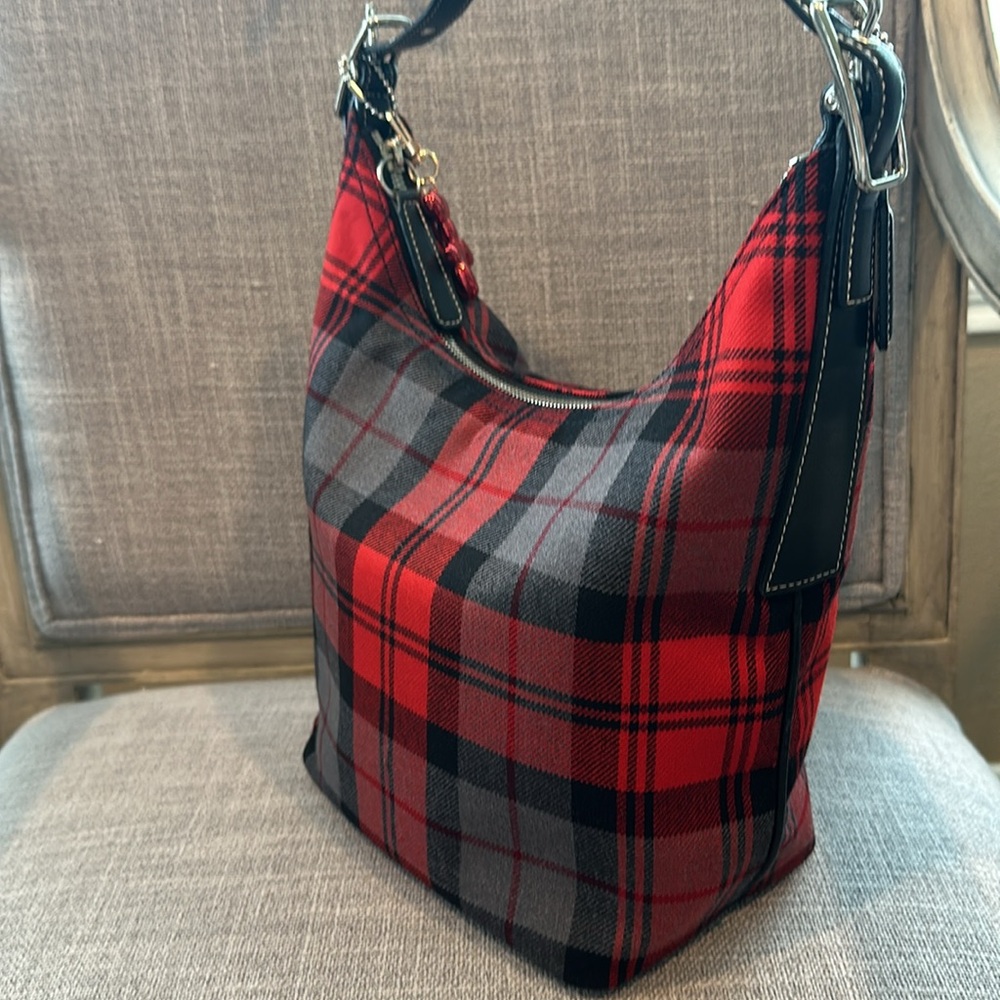 Coach Red and Black Plaid Mini Bag - Picture 10 of 16
